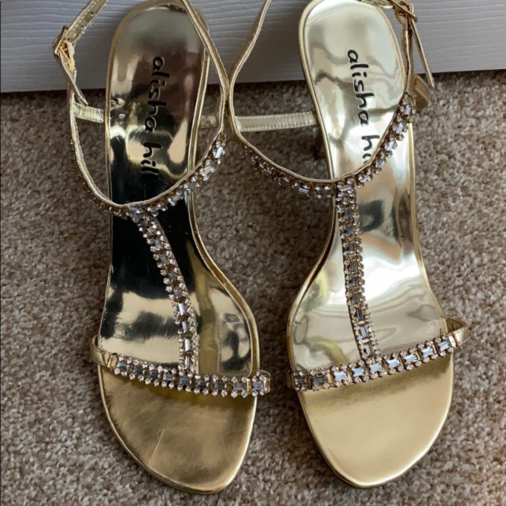 Alisha Hill Gold & Rhinestone Heels